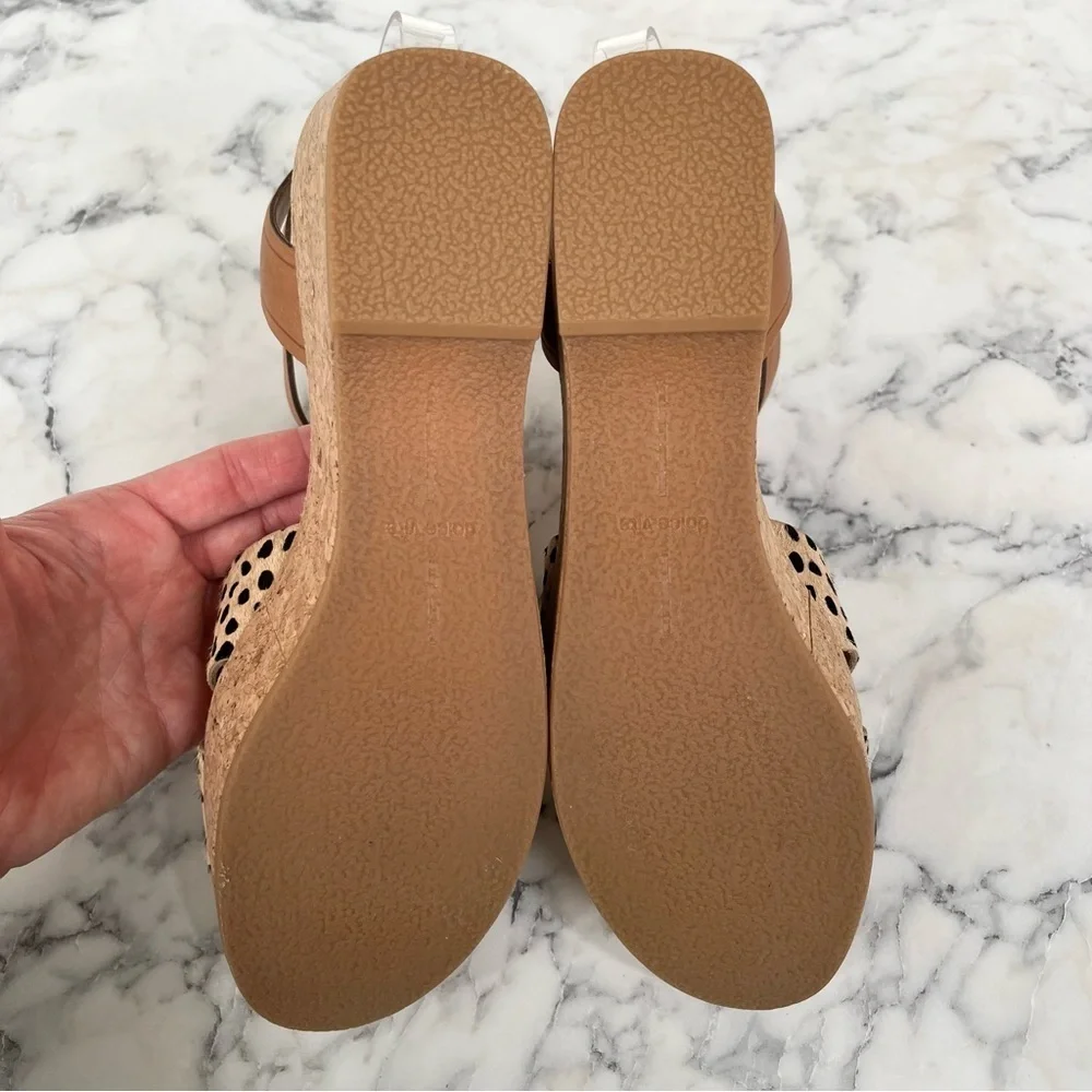 Dolce Vita Linda leather calf hair cork platform wedge sandals size 9